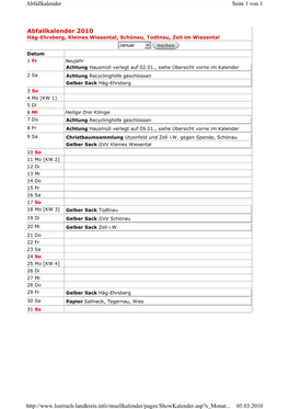 Abfallkalender 2010 Seite 1 Von 1 Abfallkalender 05.03.2010 Http
