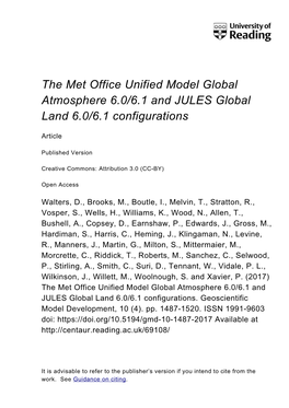 The Met Office Unified Model Global Atmosphere 6.0/6.1 and JULES Global Land 6.0/6.1 Configurations