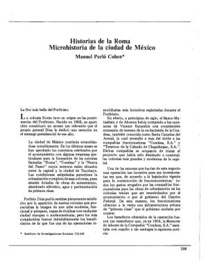 Historias De La Roma Microhistoria De La Ciudad De México Manuel Perló Cohen*