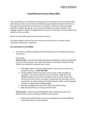 Freud Museum Access Policy 2016
