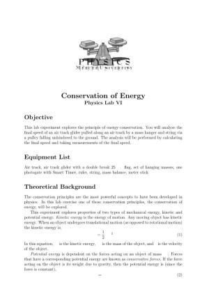 Conservation of Energy Physics Lab VI