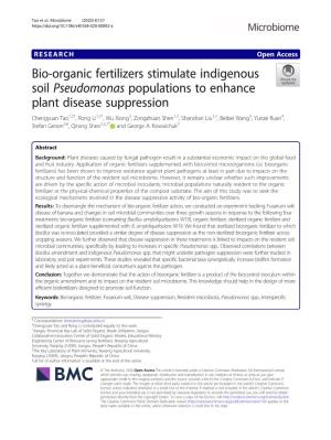 Bio-Organic Fertilizers Stimulate Indigenous Soil Pseudomonas Populations to Enhance Plant Disease Suppression