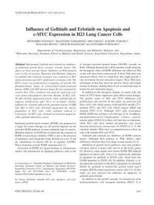 Influence of Gefitinib and Erlotinib on Apoptosis and C-MYC Expression in H23 Lung Cancer Cells