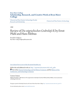 Review of Die Ostgriechischen Grabreliefs II, by Ernst Pfuhl and Hans Möbius Brunilde S