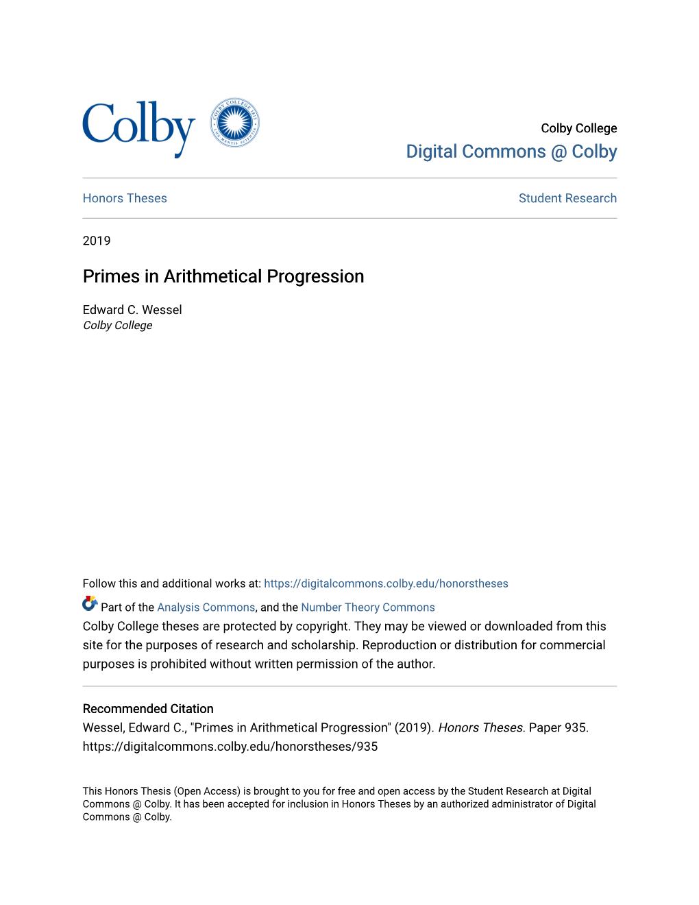 Primes in Arithmetical Progression