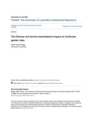 The Chinese Civil Service Examination's Impact on Confucian Gender Roles