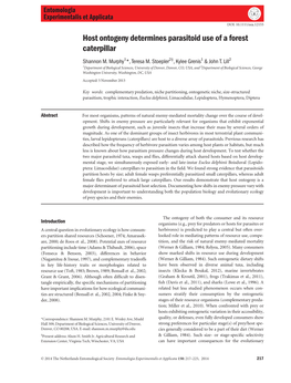 Entomologia Experimentalis Et Applicata 150: 217–225, 2014 217 218 Murphy Et Al