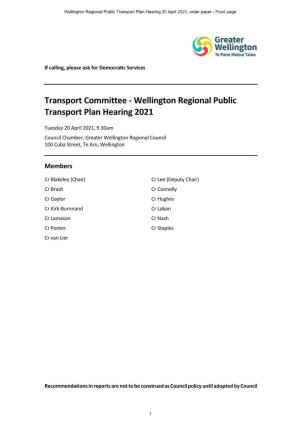 Wellington Regional Public Transport Plan Hearing 2021