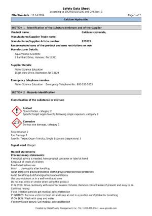 Sds.Com Safety Data Sheet According to 29CFR1910/1200 and GHS Rev