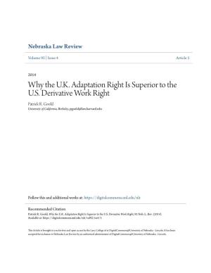 Why the U.K. Adaptation Right Is Superior to the U.S. Derivative Work Right Patrick R