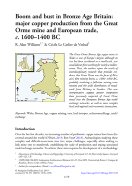 Boom and Bust in Bronze Age Britain: Major Copper Production from the Great Orme Mine and European Trade, C