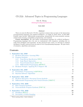CS 252R: Advanced Topics in Programming Languages