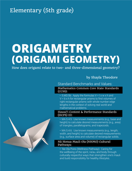 Origametry (Origami and Geometry)