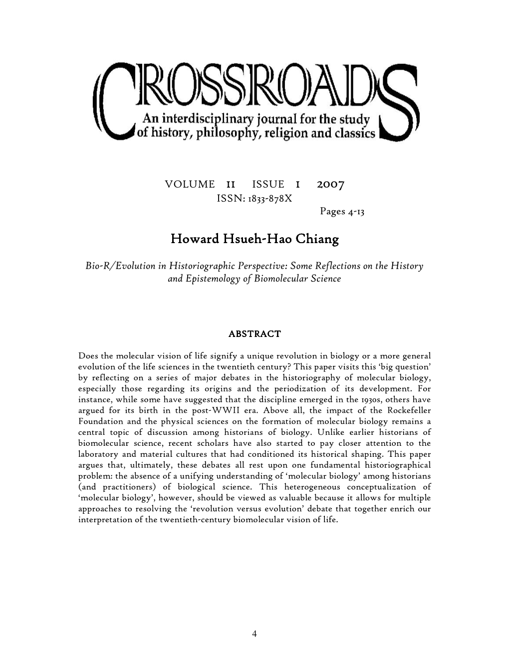 Bio-R/Evolution in Historiographic Perspective: Some Reflections on the History and Epistemology of Biomolecular Science