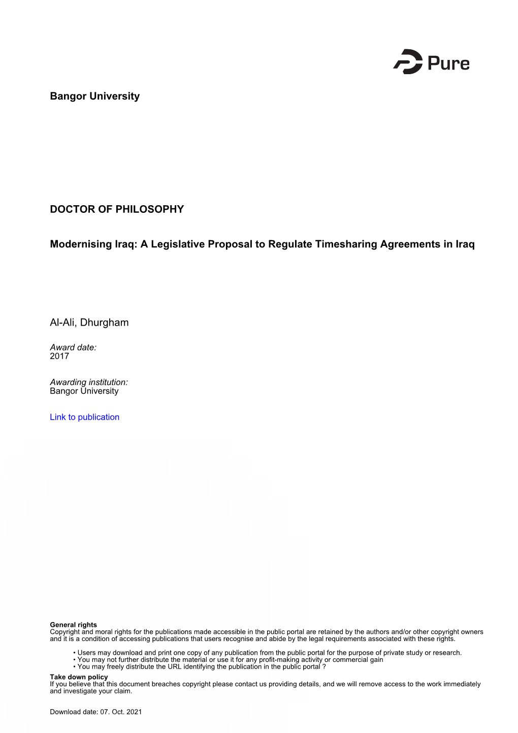 A Legislative Proposal to Regulate Timesharing Agreements in Iraq Al-Al