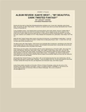 GRAMMY U Presents ALBUM REVIEW: KANYE WEST – “MY BEAUTIFUL DARK TWISTED FANTASY” by LESLEY GWAM CONTINUED from MAIN PAGE