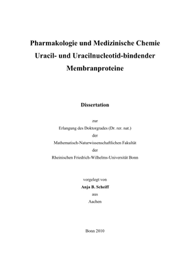 Pharmakologie Und Medizinische Chemie Uracil- Und Uracilnucleotid-Bindender Membranproteine