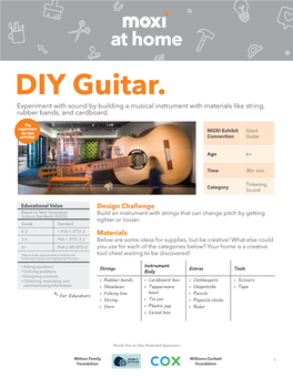 DIY Guitar. Experiment with Sound by Building a Musical Instrument with Materials Like String, Rubber Bands, and Cardboard
