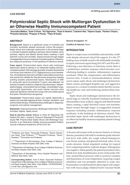 Polymicrobial Septic Shock with Multiorgan Dysfunction in An