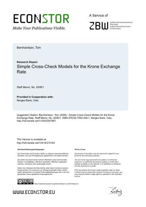 Simple Cross-Check Models for the Krone Exchange Rate