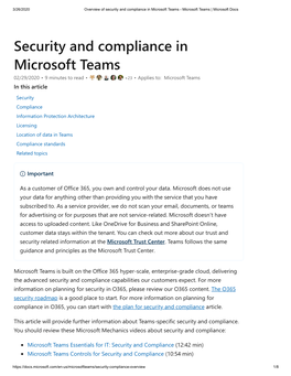 Security and Compliance in Microsoft Teams - Microsoft Teams | Microsoft Docs