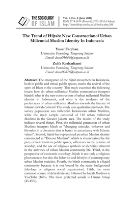 The Trend of Hijrah: New Constructionof Urban Millennial Muslim Identity in Indonesia