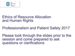 Ethics of Resource Allocation and Human Rights