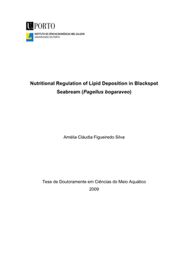 Nutritional Regulation of Lipid Deposition in Blackspot Seabream (Pagellus Bogaraveo )
