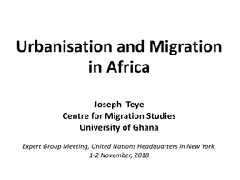Urbanisation and Migration in Africa