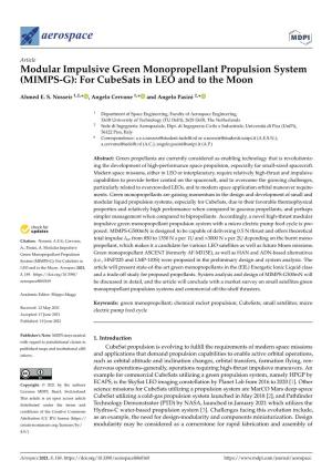 Modular Impulsive Green Monopropellant Propulsion System (MIMPS-G): for Cubesats in LEO and to the Moon