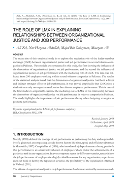 The Role of LMX in Explaining Relationships Between Organizational Justice and Job Performance