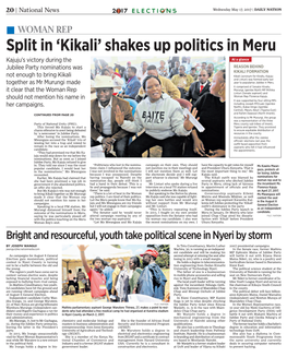 Shakes up Politics in Meru
