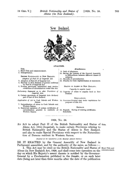 19 GEO V 1928 No 58 British Nationality and Status Of