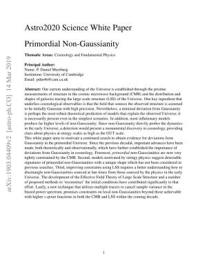 Astro2020 Science White Paper Primordial Non-Gaussianity