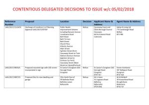 Contentious Delegated Decisions to Issue Week Commencing 05