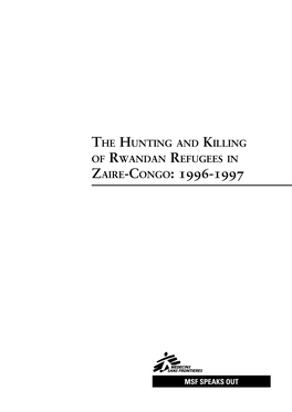 Of Rwandan Refugees in Zaire-Congo: 1996-1997