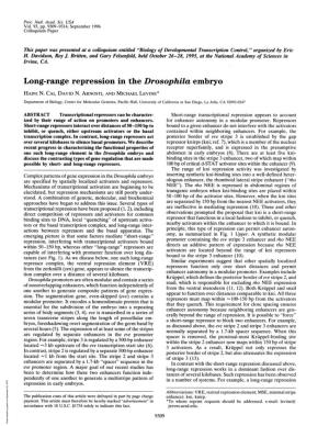 Long-Range Repression in the Drosophila Embryo HAINI N