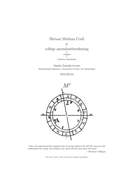 Dictaat Medium Coeli ∈ College Ascendantberekening ∈ Colleges ⊂ Concrete Meetkunde
