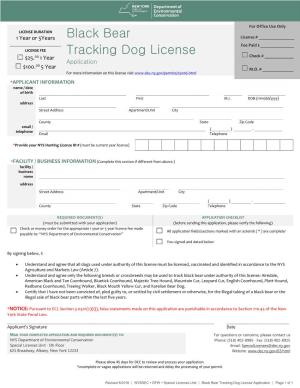 Black Bear Tracking Dog License Application (PDF)
