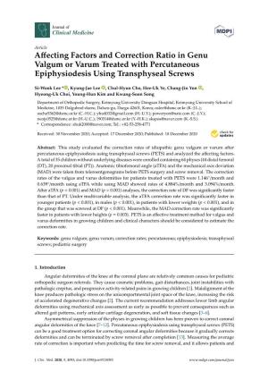 Affecting Factors and Correction Ratio in Genu Valgum Or Varum Treated with Percutaneous Epiphysiodesis Using Transphyseal Screw