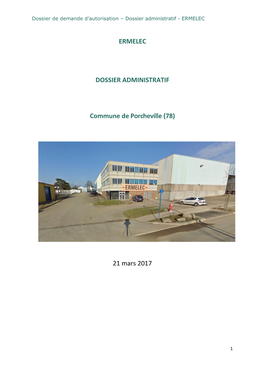 ERMELEC DOSSIER ADMINISTRATIF Commune De Porcheville (78) 21 Mars 2017