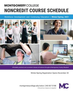 Noncredit Course Schedule