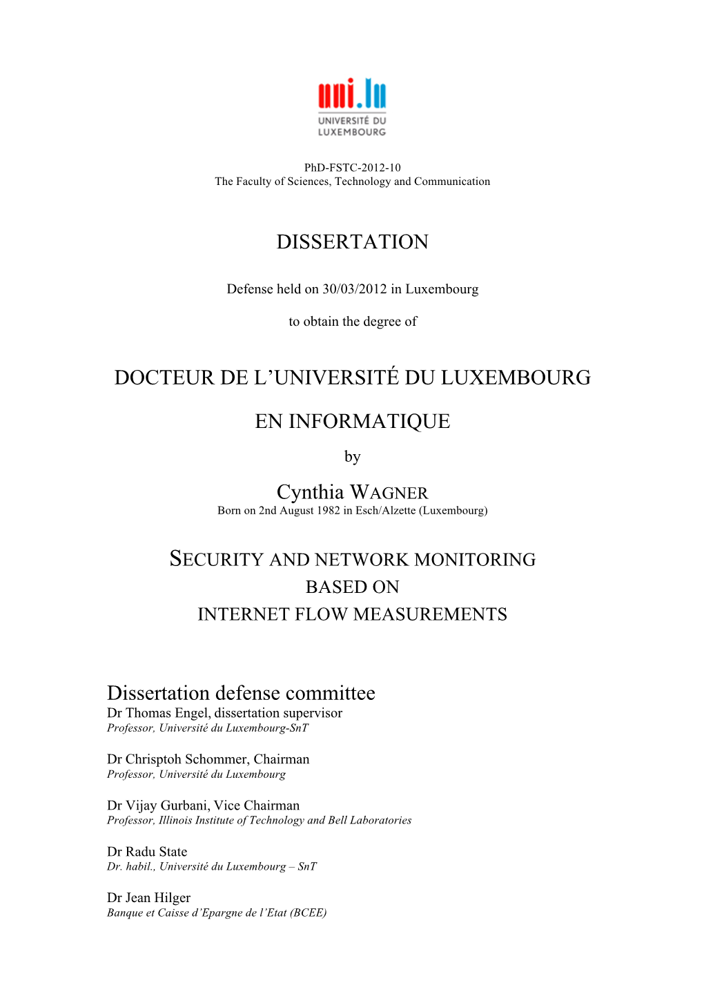 Dissertation Docteur De L'université Du Luxembourg