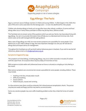 Egg Allergy: the Facts