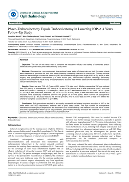 Phaco-Trabeculectomy Equals Trabeculectomy in Lowering IOP-A