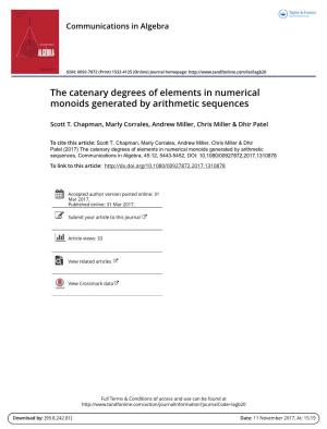 The Catenary Degrees of Elements in Numerical Monoids Generated by Arithmetic Sequences