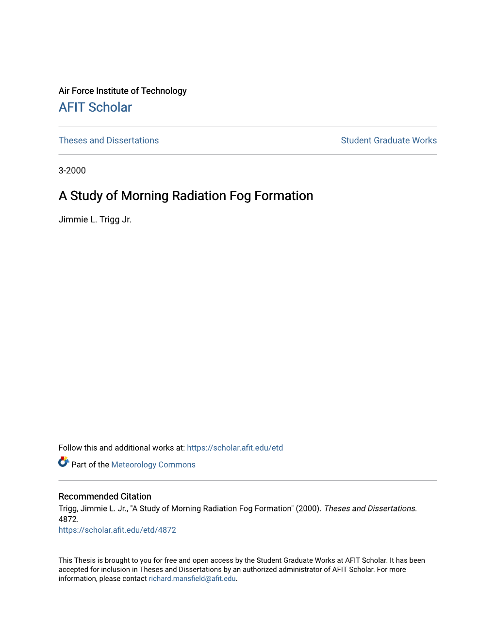 A Study of Morning Radiation Fog Formation