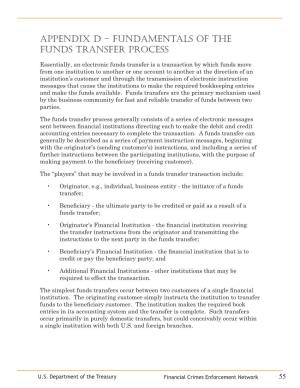 Appendix D – Fundamentals of the Funds Transfer Process