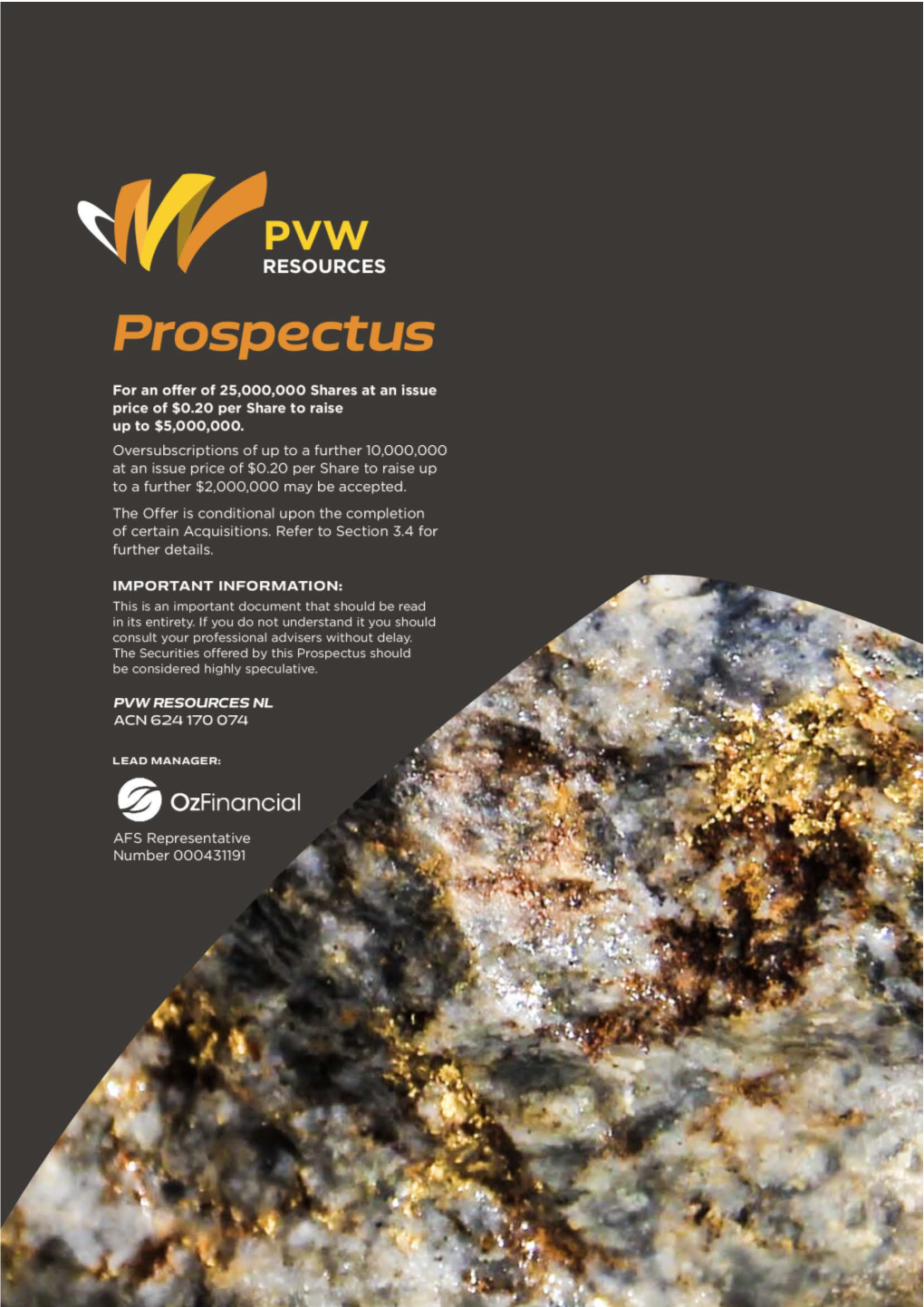 Pvw Resources Nl Acn 624 170 074 Prospectus