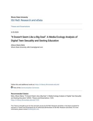 A Media Ecology Analysis of Digital Teen Sexuality and Sexting Education